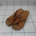 ◇ ⊂ 【カルザノール Calzanor】クロスベルト ウェッジソール サンダル ブラウン系 サイズS レディース E