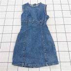 ◇ Θ 【ザラ ZARA】デニムワンピース ノースリーブ ジッパー付き レディース Mサイズ ブルー系 E