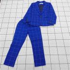 * Θ QK YB Kids костюм 3 позиций комплект оттенок голубого в клетку жакет лучший брюки 130cm мужчина E