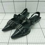 ショッピングforever21 ◇ ⊂ フォーエバー21 FOREVER 21 ベルトデザイン ポインテッドトゥ サンダル ブラック系 レディース E