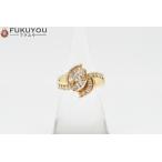 K18 ダイヤモンド 0.55ct 0.23ct デザインゴールドリング 8号〜9号 5.3g 指輪