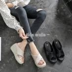 オフィスサンダル 美脚 柔らかい 快適 履き心地 コンフォート サンダル ミュール 厚底 ヒール 歩きやすい 事務用 ブラック 厚底 ウェッジソール