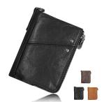 ワケアリ 財布 二つ折り財布 さいふ メンズ牛革 大容量 カード入れ ダブルファスナー 小銭入れ プレゼント ギフト 父の日 コンパクト