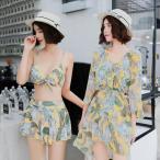  купальный костюм женский body type покрытие ..... Корея 3 позиций комплект бикини надеты .. tops есть mizugi... цветочный принт M L XL 2XL