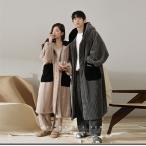 バスローブ メンズ  もこもこ ローブ ロング丈 冬 ルームウェア 長袖 うさ耳付き ペアパジャマ  寝巻き  裏起毛 お風呂上り 結婚祝い 暖かい