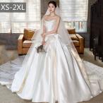 ショッピングウェディング ウェディングドレス プリンセスドレス ノースリーブ サテン 光沢感  美しい 花嫁 結婚式 撮影用 小さいサイズ ファスナー ロング トレーン