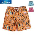 水着 メンズ サーフパンツ 柄 オレンジ ピンク ブルー 海パン サーフショーツ ボードショーツ ハーフパンツ 大きいサイズ 膝丈 ひざ丈 プール 海 海水浴
