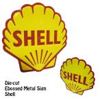 ダイカット エンボスメタルサイン　SHELL sサイズ 看板 シェルオイル　アメリカ製 Made in U.S.A   インテリア ガレージグッズ インテリア雑貨