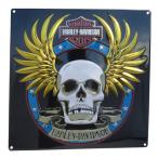 【エンボスメタルサイン28】H-D SPADE SKULL【ハーレーダビッドソン ブリキ看板 アメ雑 アメリカン雑貨 ガレージ】