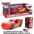 カーズ ミニカー マックイーン 1/24 ディス二ー ピクサー JADATOYS DISNEY PIXAR CARS LIGHTNING McQUEEN with TIRE RACK ダイキャストカー 車 おもちゃ