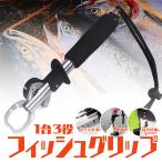 フィッシュグリップ フィッシュキャッチャー 魚掴み 釣具 メジャー １Mまで 15kgまで ストラップ付き ステンレス製 大物用 バス釣り １本3役魚掴み器 FCLPE300