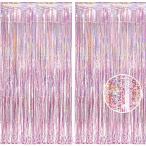 2個セット BRAVESHINE タッセルカーテン キラキラ 背景 明るい光沢 誕生日 飾り付け 100cm*250cm 誕生日 飾り カー