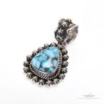 ショッピングターコイズ FUNNY公式ストア ナバホ族 Happy Piasso キングマンターコイズ ペンダント トップ  スターリングシルバー シルバー925 プレゼント インディアンジュエリー