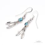 FUNNY公式ストア ナバホ族 フェザー ピアス ターコイズ インディアンジュエリー スターリングシルバー フック 揺れる シンプル レディース メンズ