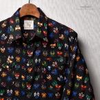 FUNNY公式ストア ファニーオリジナル ウエスタンシャツ Lucha Libre ルチャリブレ 総柄 綿 マスク スナップボタン 日本製 メンズシャツ 長袖 カジュアル 2510-2