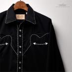 FUNNY公式ストア SCULLY スカリー メンズ キャンディケイン パイピング ウエスタンシャツ 【ブラック／P726 BLK】 長袖 スナップボタン スマイルポケット 黒