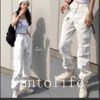 カーゴパンツ レディース ハイウエスト ストレートパンツ BF風 原宿風 ヒップホップ ダンス衣装 HIPHOP 韓国ファッション カジュアル ゆるい ストリート風