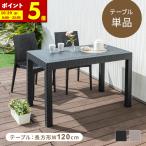ガーデンテーブル テーブル パラソル穴有り幅120 軽量 雨ざらし 屋外 ラタン調 ガーデニング バルコニー ガーデン家具 庭 テラス アジアン ベランダ
