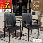 チェア ガーデンチェアー チェアー 肘あり スタッキング 軽量 雨ざらし 屋外 ラタン調 2脚セット ガーデン家具 椅子 ガーデン アウトドア 屋外用 バルコニー