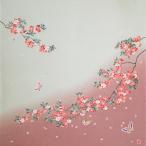 春の柄 68cm 出産内祝にも風呂敷 桜と蝶 ちりめん友禅ふろしき ピンク 日本製 タペストリー