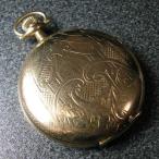 ウォルサム彫金入りハンターケース、手巻きアンティーク懐中時計