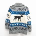 古着 長袖 フルジップ カウチン ニット カーディガン キッズ ボーイズ 子供服 80年代 80s シカ ラグラン 生成り 26jan09