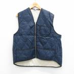 ショッピング古着 M/古着 ナイロン キルティング ベスト メンズ 80年代 80s 濃紺 26feb09