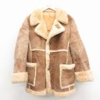 ショッピング古着 XL/古着 長袖 ムートン レザー ジャケット コート メンズ 80年代 80s ロング丈 USA製 ベージュ他 spe 26jan22
