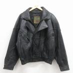 ショッピング古着 XL/古着 長袖 レザー ジャケット メンズ ラグラン 黒 26jan24