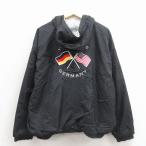 ショッピング古着 XL/古着 長袖 ナイロン ジャケット パーカー メンズ 00年代 00s ドイツ 刺繍 大きいサイズ 黒 spe 26feb07