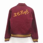 ショッピング古着 M/古着 長袖 スタジャン メンズ 80年代 80s チェーン刺繍 リバーシブル エンジ 26jan24