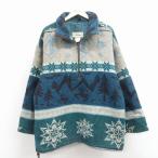 ショッピング古着 XL/古着 エルエルビーン 長袖 ウール ハーフジップ ジャケット メンズ 90年代 90s 雪柄 青緑他 spe 25nov18
