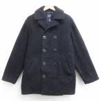 L/ б/у одежда Gap GAP длинный рукав шерсть бушлат бушлат мужской 00 годы 00s длинный длина темно синий 26apr14