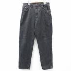 W35/古着 ラングラー ジーンズ メンズ 黒 ブラック デニム 25jul07 中古 ボトムス ジーパン Gパン ロング パンツ