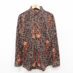 ショッピング古着 S/古着 長袖 シャツ メンズ 70年代 70s こげ茶他 spe 26feb07