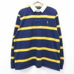 XL/古着 長袖 ブランド ラガー シャツ ラルフローレン Ralph Lauren ワンポイントロゴ コットン 大きいサイズ 紺他 ネイビー ボーダー 21feb18 中古 メンズ トッ