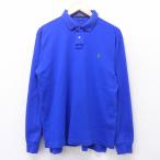 M/古着 長袖 ブランド ポロ シャツ ラルフローレン Ralph Lauren ワンポイントロゴ 青 ブルー 21feb26 中古 メンズ トップス