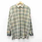 ショッピングアメリカンイーグル L/古着 アメリカンイーグル 長袖 ブランド ポロ シャツ メンズ 90s 襟コーデュロイ コットン ベージュ他 カーキ チェック 25