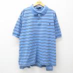 XL/古着 ラルフローレン 半袖 ブランド ポロ シャツ メンズ 90s ワンポイントロゴ 鹿の子 大きいサイズ コットン 薄紺他 ネイビー ボーダー