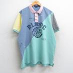 XL/古着 ラルフローレン 半袖 ブランド ポロ シャツ メンズ ビッグロゴ クレイジーパターン マルチカラー 大きいサイズ 鹿の子 コットン 薄