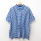 XL/古着 ラルフローレン 半袖 ブランド ポロ シャツ メンズ 90s ワンポイントロゴ 鹿の子 大きいサイズ コットン 薄紺 ネイビー ボーダー 2