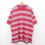 XL/古着 ラルフローレン 半袖 ブランド ポロ シャツ メンズ 90s ワンポイントロゴ 鹿の子 コットン 赤系他 レッド ボーダー spe 25jun28 中