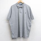 XL/古着 ラルフローレン 半袖 ブランド ポロ シャツ メンズ 90s ワンポイントロゴ 大きいサイズ ロング丈 コットン グレー 霜降り他 チェッ