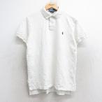 M/古着 ラルフローレン 半袖 ブランド ポロ シャツ メンズ 90s ワンポイントロゴ 鹿の子 コットン 白 ホワイト 25aug26 中古 トップス
