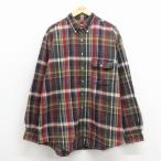 ショッピング古着 XL/古着 エディーバウアー 長袖 フランネル シャツ メンズ 00年代 00s 大きいサイズ ロング丈 コットン ボタンダウン 緑系他 チェック 26fe