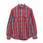ショッピング古着 M/古着 長袖 ブランド フランネル シャツ メンズ 90年代 90s コットン 赤他 チェック spe 26feb13