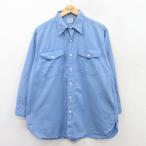 XL/古着 長袖 ビンテージ シャツ メンズ 60s マチ付き 薄紺 ネイビー spe 25jul05 中古 トップス