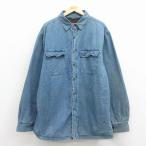 ショッピング古着 XL/古着 ウールリッチ 長袖 シャツ メンズ 大きいサイズ ロング丈 コットン 紺 デニム 内側フリース 26jan31