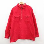 ショッピング古着 XL/古着 マルボロ 長袖 ハーフジップ シャツ メンズ 90年代 90s コーデュロイ 大きいサイズ ロング丈 コットン 赤 26feb06