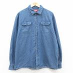 ショッピング古着 XL/古着 ラングラー 長袖 シャツ メンズ 大きいサイズ コットン 紺 デニム 26feb09